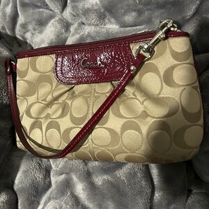 Coach Tan and Burgundy Clutch